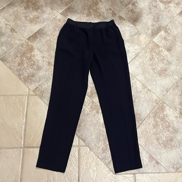 NEW Ann Taylor Pull On Straight Leg Navy Blue Dress Pants Elastic Waist Pockets - Picture 4 of 11
